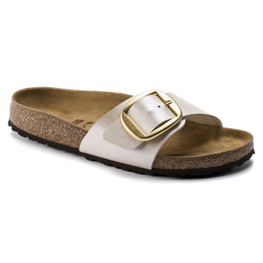 Birkenstock Women's Madrid Big Buckle Graceful Pearl White Birko-Flor Narrow