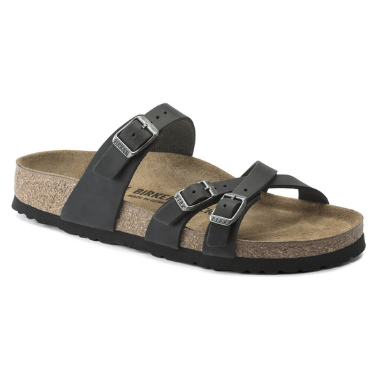 Birkenstock Women's Franca Black Oiled Leather Narrow