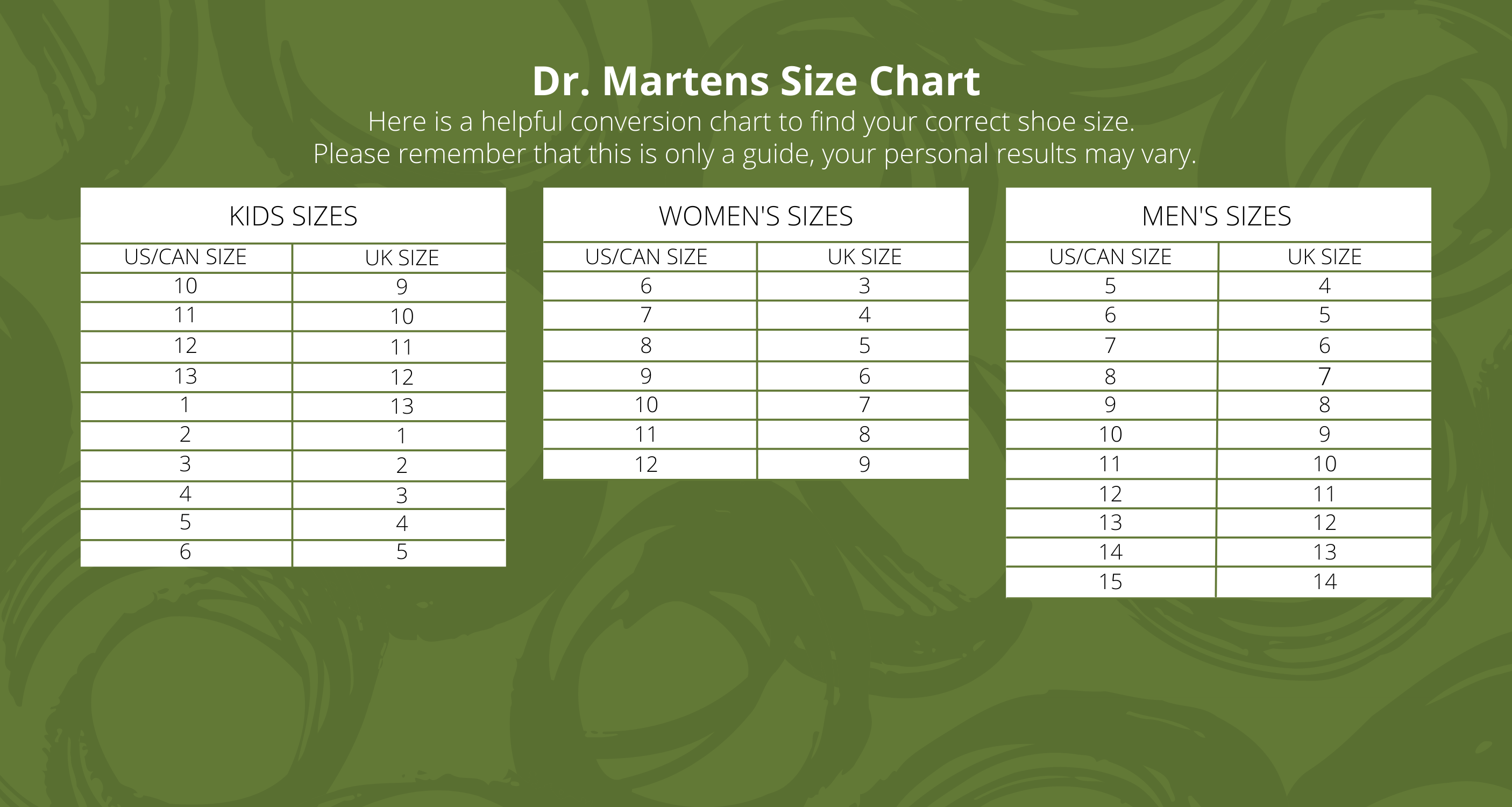 Dr martens 2025 sizing advice