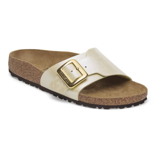 Birkenstock Women's Catalina Luxe Buckle Graceful Pearl White Birko-Flor Narrow