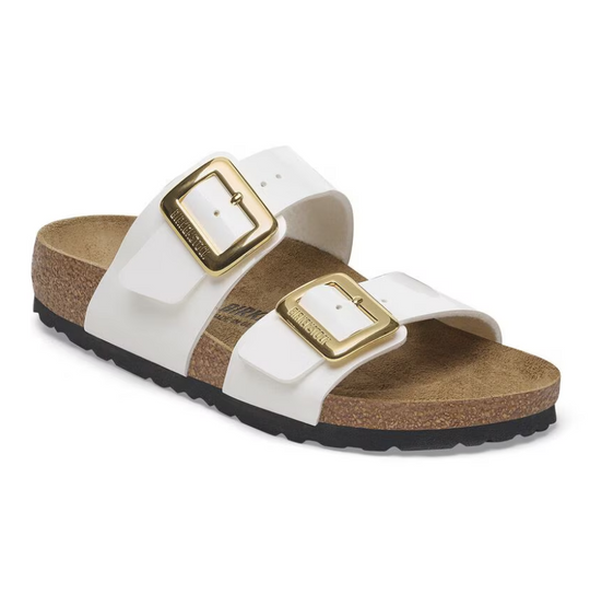 Birkenstock Women's Sydney Luxe Buckle Patent White Birko-Flor Narrow
